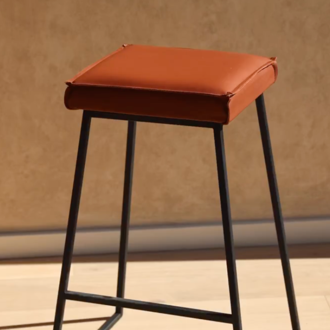 TABURETE CUIR CARAMEL