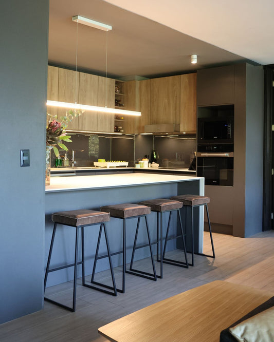 TABURETE CUIR CAFÉ WOOD