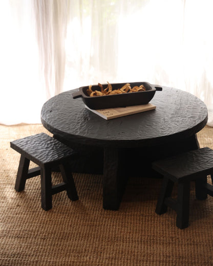 MESA BAGUS REDONDA NEGRA 80X35