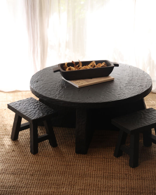 MESA BAGUS REDONDA NEGRA 80X35