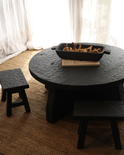 MESA BAGUS REDONDA NEGRA 80X35